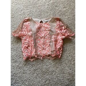 Coral floral crop‎ top